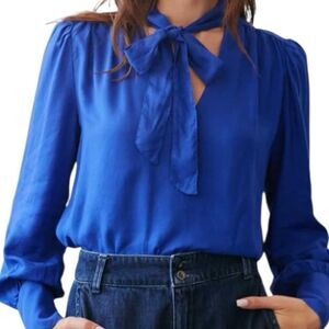 Bella Dahl Florence Tie Top Blue Long Sleeve Blouse Size Small NWT 📦